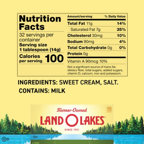 Land O Lakes Salted Butter Stick Butter Made with Sweet Cream and Salt Perspective: left