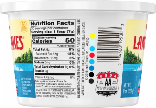 Land O’ Lakes® Unsalted Spreadable Whipped Butter Tub Perspective: left