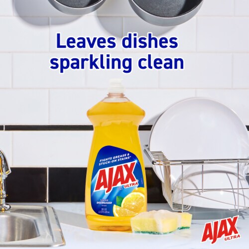 Ajax Ultra Super Degreaser Liquid Dish Soap Lemon Perspective: left