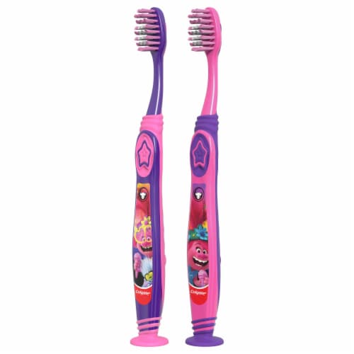 Colgate® Kids Trolls Extra Soft Manual Toothbrush with Suction Cup Value Pack Perspective: left