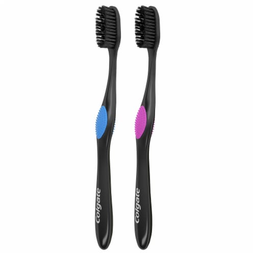 Colgate® 360® Charcoal Floss-Tip Bristles Soft Toothbrush Value Pack Perspective: left