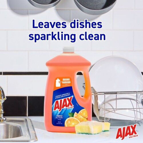Ajax Ultra Triple Action Liquid Dish Soap Orange Perspective: left