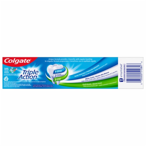 Colgate Triple Action Toothpaste with Mint Flavor Perspective: left