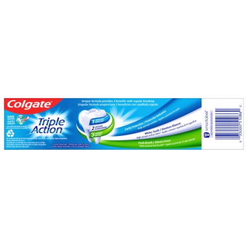 Colgate Triple Action Toothpaste with Mint Flavor Perspective: left