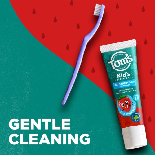 Tom's of Maine Toothpaste for Kids Fluoride-Free Natural Silly Strawberry Perspective: left