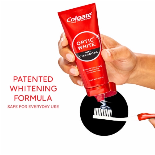 Colgate Optic White Whitening Toothpaste with Charcoal in Cool Mint Paste Perspective: left