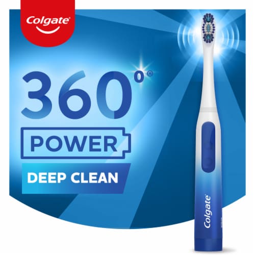 Colgate® 360 Floss-Tip Soft Bristle Battery Sonic Powered Toothbrush Perspective: left