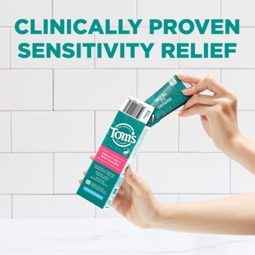 Tom's Sensitive + Whitening Soothing Mint Fluoride-Free Toothpaste Perspective: left