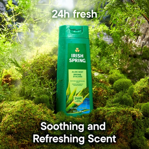 Irish Spring Aloe Mist Moisturizing Body Wash for Men Aloe Mist Scent 20 fl oz Bottle Perspective: left