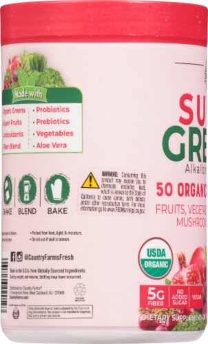 Country Farms Super Greens Berry Raw Super Food Blend Perspective: left