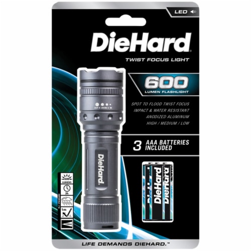 Dorcy DieHard® 600-Lumen Aluminum Twist Focus Flashlight - Black Perspective: left