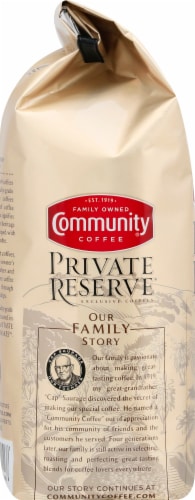 Community Coffee Private Reserve Espresso Extra Dark Roast Whole Bean Coffee Perspective: left