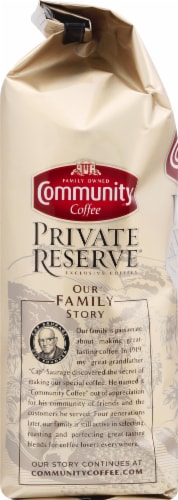 Community Coffee Private Reserve Brazil Santos Bourbon Medium Dark Roast Whole Bean Coffee Perspective: left