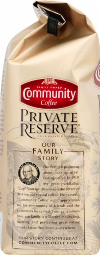 Community Coffee Private Reserve Evangeline Blend Dark Roast Whole Bean Coffee Perspective: left