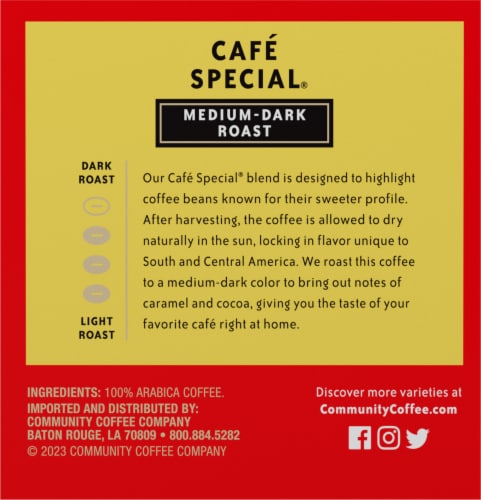 Community Coffee® Cafe Special® Medium-Dark Roast K-Cup® Coffee Pods Perspective: left