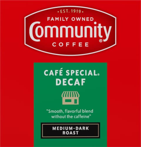 Community Coffee® Decaf Cafe Special Medium-Dark Roast K-Cup Coffee Pods Perspective: left