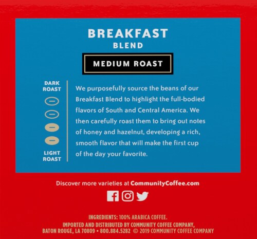 Community Coffee® Breakfast Blend Medium Roast K-Cup Coffee Pods Perspective: left