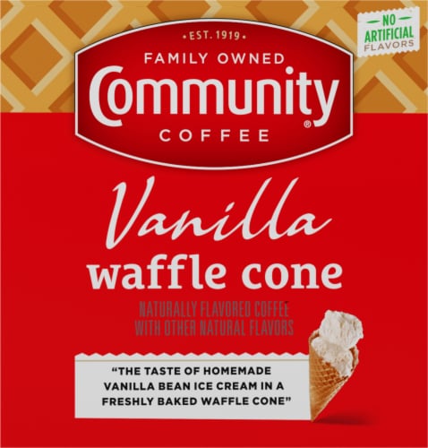 Community Coffee® Vanilla Waffle Cone Medium Roast K-Cup Coffee Pods Perspective: left
