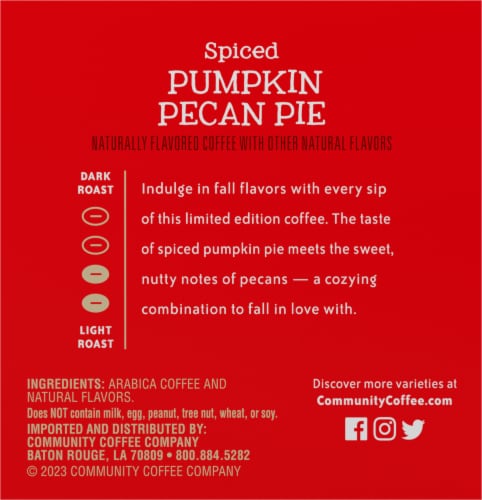 Community Coffee® Spiced Pumpkin Pecan Pie Coffee Pods Perspective: left