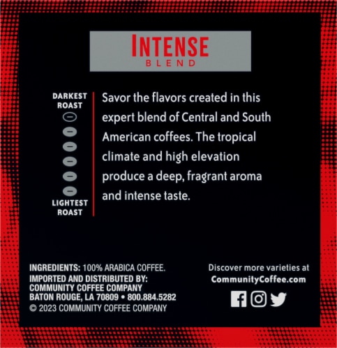 Community Coffee® Dark & Bold Intense Blend Dark Roast K-Cup® Coffee Pods Perspective: left