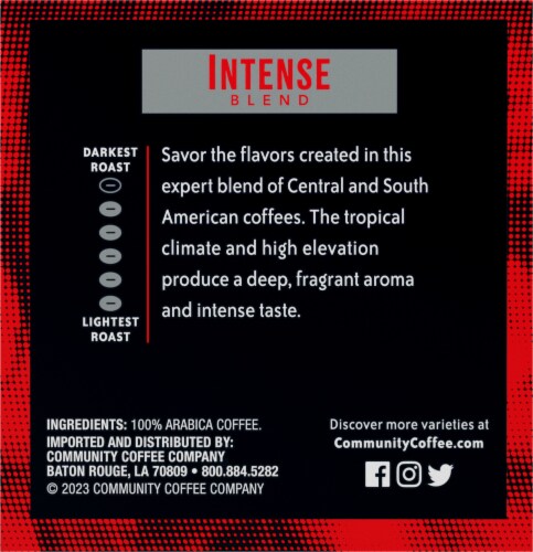 Community Coffee® Dark & Bold Intense Blend Dark Roast K-Cup® Coffee Pods Perspective: left