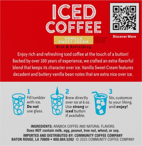 Community® Coffee Vanilla Sweet Cream Iced Coffee Keurig K-Cup Perspective: left