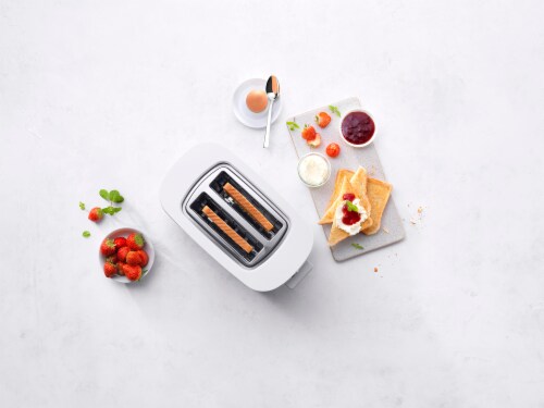 ZWILLING Enfinigy, 2-Slice Toaster, Extra Wide 1.5 Slots for Bagels and Toast, Silver Perspective: left