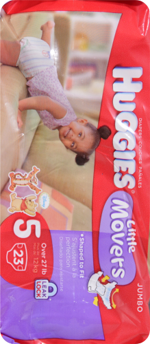 Huggies Little Movers Baby Diapers, Size 5 (27+ lbs) Perspective: left