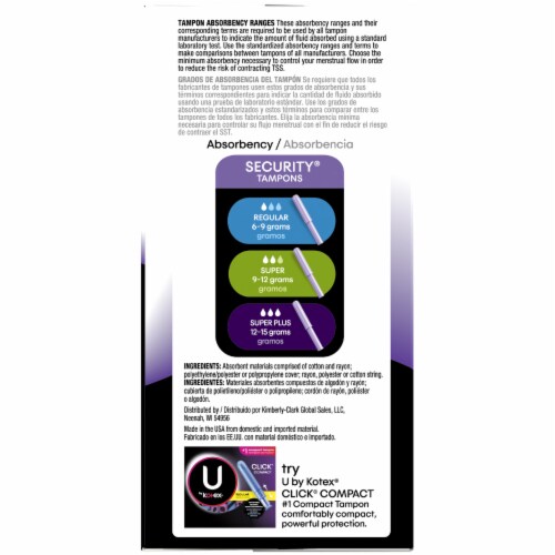 U by Kotex Security Super Unscented Tampons Perspective: left