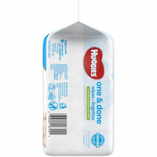 Huggies One & Done Refreshing Cucumber & Green Tea Scent Baby Wipes Refill Pack Perspective: left