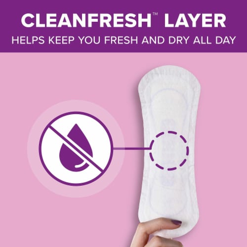 Poise Daily Incontinence Panty Liners Two Drop Very Light Regular Pantiliners Perspective: left
