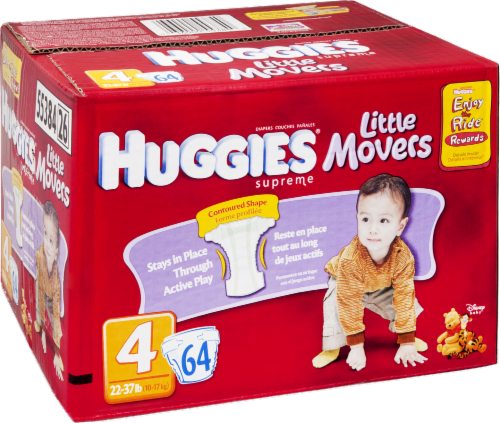 Huggies Little Movers Baby Diapers, Size 4 (22-37 lbs) Perspective: left