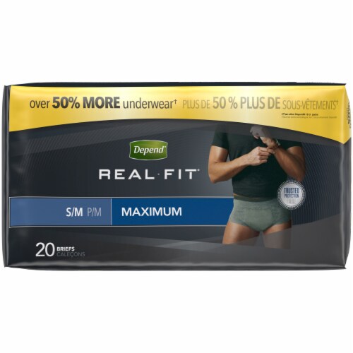 Depend Real Fit Maximum Absorbency Incontinence Underwear For Men S/M, 20  ct - Pay Less Super Markets