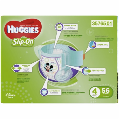 Huggies Little Movers Slip-On Baby Diapers, Size 4 (22-37 lbs) Perspective: left