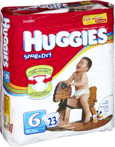 Huggies Size 6 Diapers, Snug & Dry Baby Diapers, Size 6 (35+ lbs), 104 Count