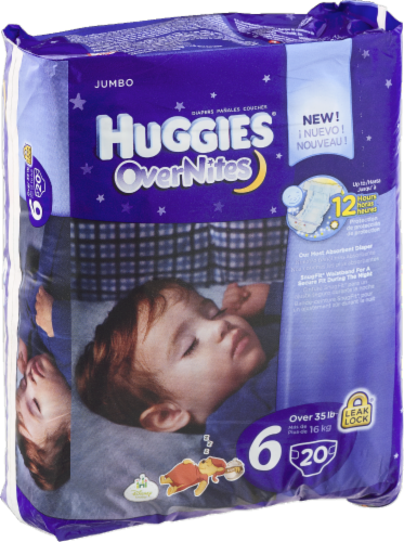 Huggies OverNites Baby Diapers, Size 6 (35+ lbs) Perspective: left