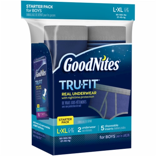 Goodnites TRU-FIT Boys' Disposable Absorbent Inserts, L/XL (60-100+ lbs) Perspective: left