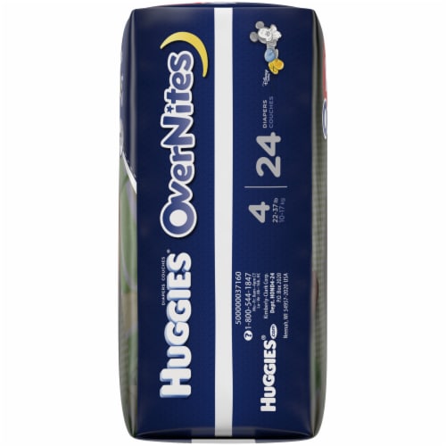 Huggies OverNites Baby Diapers, Size 4 (22-37 lbs) Perspective: left