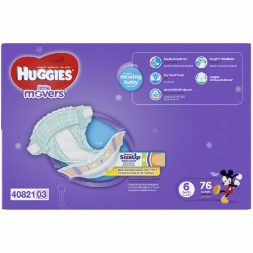 Huggies Little Movers Baby Diapers, Size 6 (35+ lbs) Perspective: left