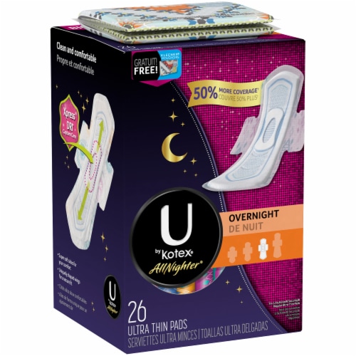 U by Kotex All Nighter Overnight Ultra Thin Pads Perspective: left