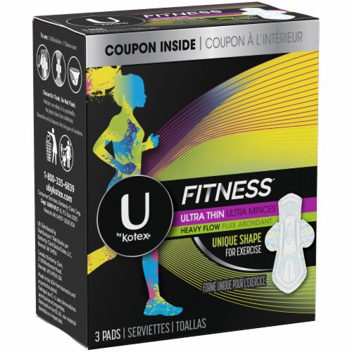 U by Kotex Fitness Ultra Thin Heavy Flow Pads Perspective: left
