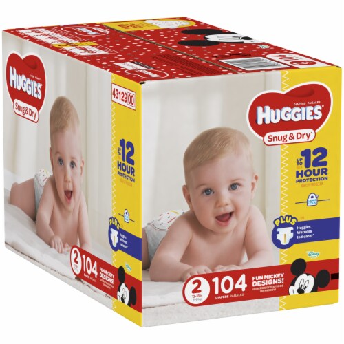 Huggies Snug & Dry Baby Diapers, Size 2 (12-18 lbs) Perspective: left