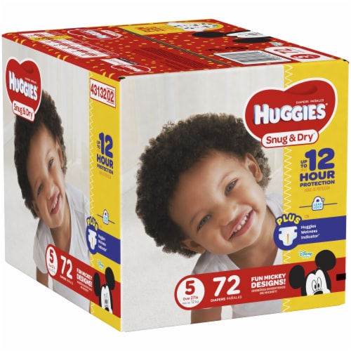 Huggies Snug & Dry Baby Diapers, Size 5 (27+ lbs) Perspective: left