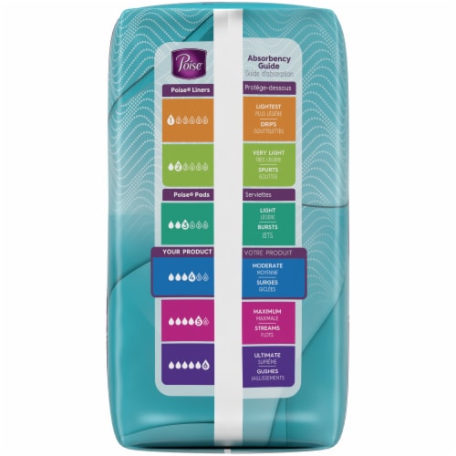Poise Ultra Thin Regular Length Moderate Incontinence Pads without Wings Perspective: left