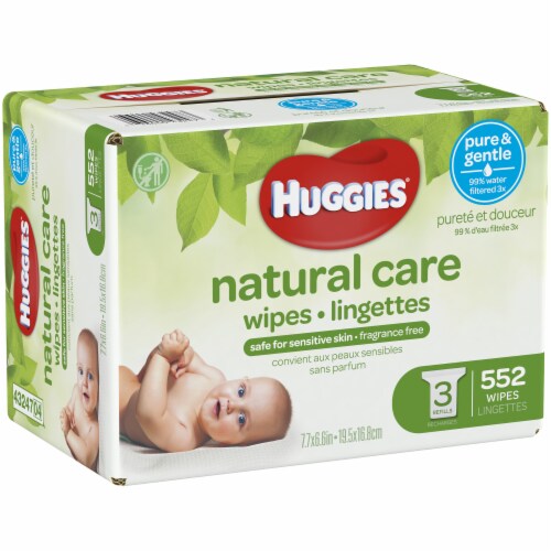 Huggies Natural Care Fragrance Free Refill Baby Wipes Perspective: left