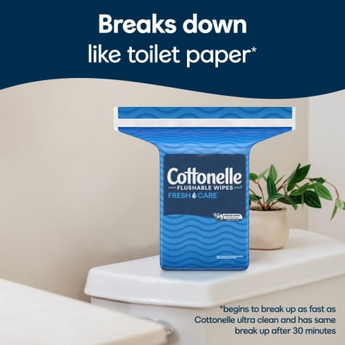 Cottonelle Fresh Care Flushable Wet Wipes Refill Pack Adult Wet Wipes Perspective: left
