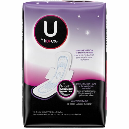U by Kotex Security Ultra Thin Regular Pads with Wings Perspective: left