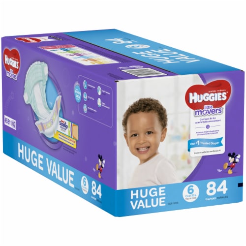 Huggies Little Movers Baby Diapers, Size 6 (35+ lbs) Perspective: left