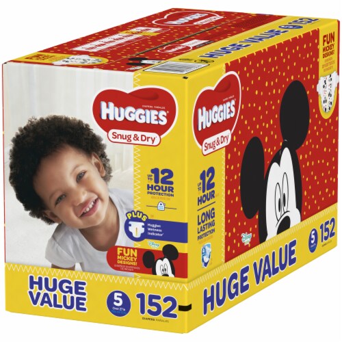 Huggies Snug & Dry Baby Diapers, Size 5 (27+ lbs) Perspective: left