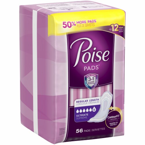 Poise Regular Length Ultimate Absorbency Pads Perspective: left